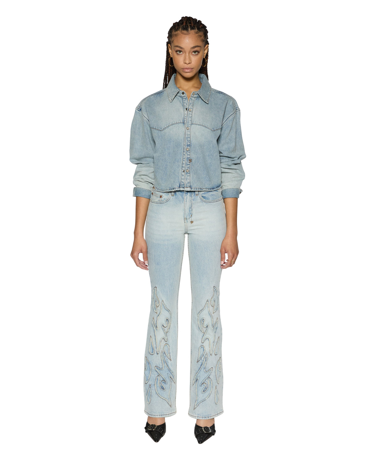 Womens Alabama Crop Ls Shirt Paragon Cropped Shirts - Denim