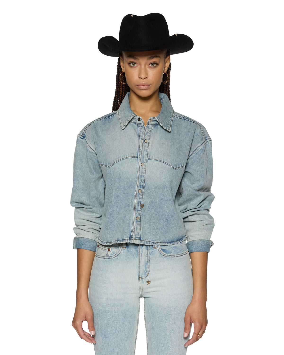 Womens Alabama Crop Ls Shirt Paragon Cropped Shirts - Denim