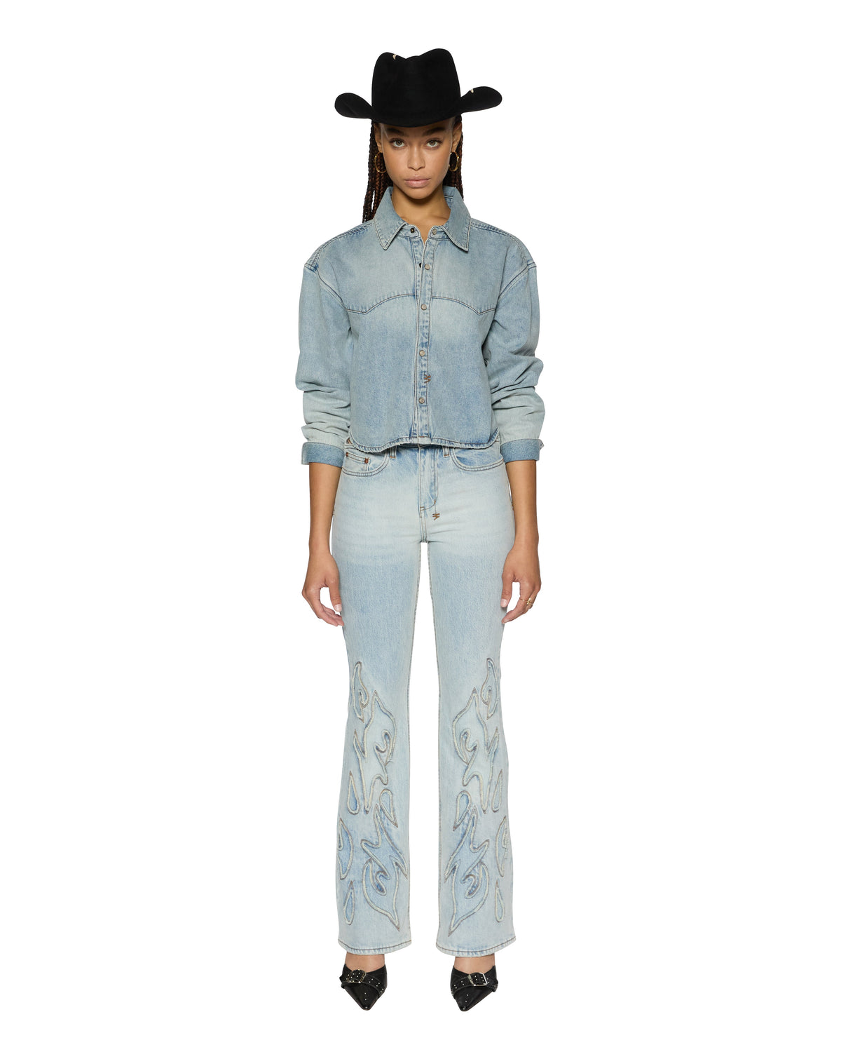 Womens Alabama Crop Ls Shirt Paragon Cropped Shirts - Denim
