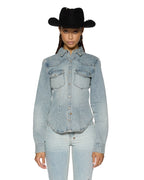Womens Bella Ls Shirt Paragon Slim Shirts - Denim
