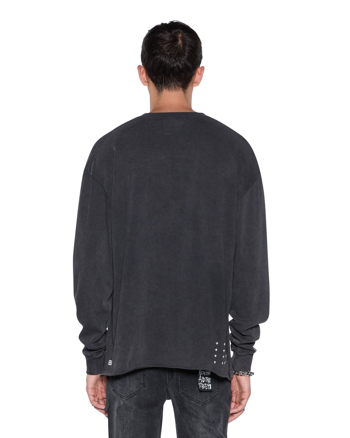 Mens Spirit Ekcess Ls Tee Acid Black Oversized Tees - Black