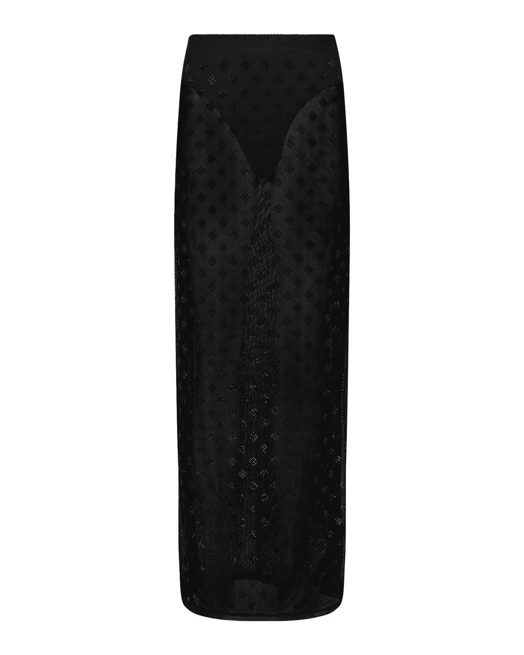 Womens Maxi Skirt Diamante Straight Skirts - Black