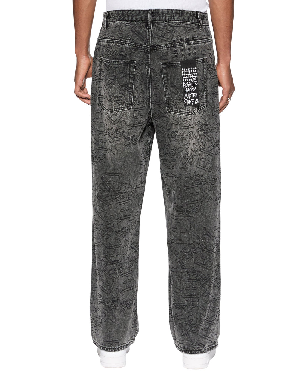 Mens Maxx Stencil Stitch Baggy Denim Jeans - Black