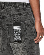 Mens Maxx Stencil Stitch Baggy Denim Jeans - Black