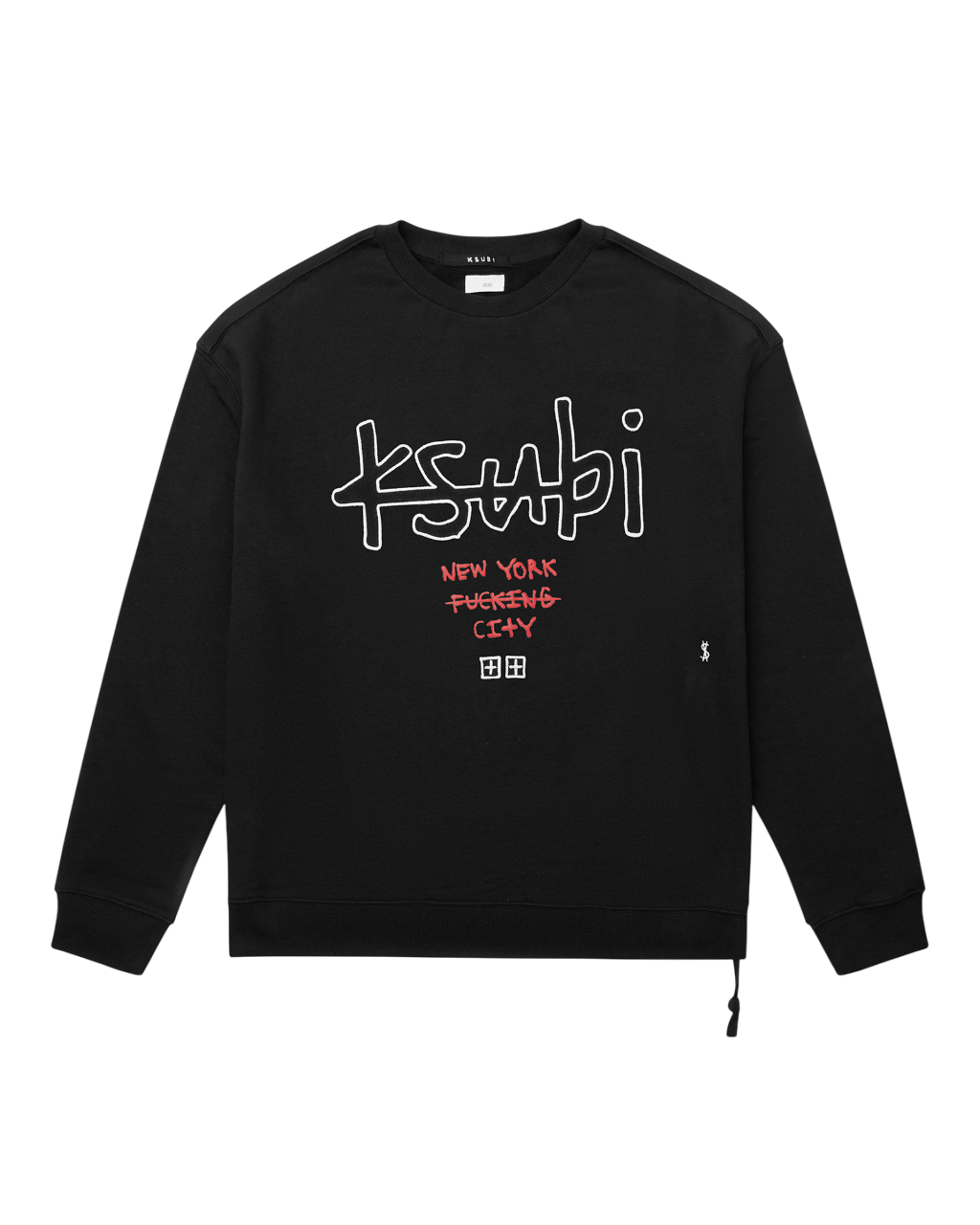 Mens Nyc 4x4 Biggie Crew Jet Black Oversized Fleece - Black
