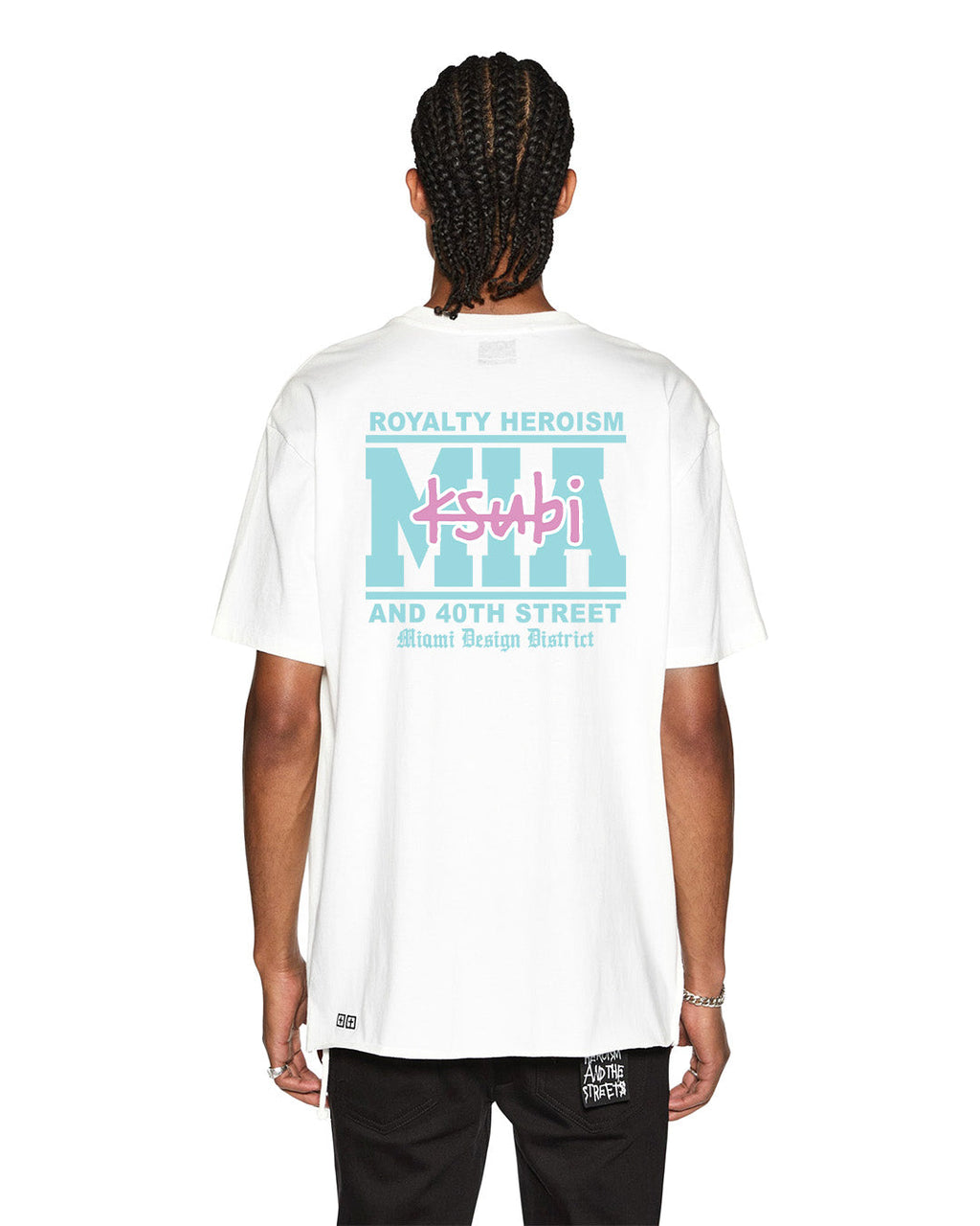 Mens Miami And The Streets Ss Biggie Tee White Oversized Tees - White