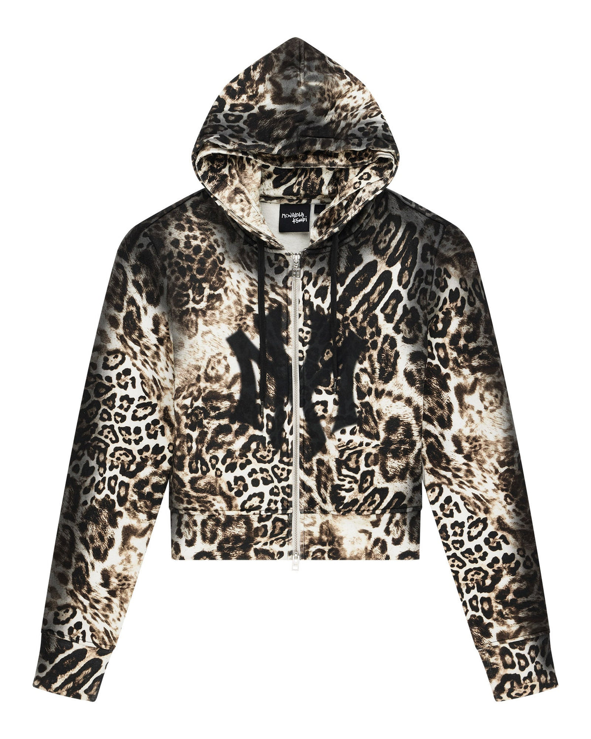 Womens Mowalola Zip Hoodie Cheetah Slim Fleece - Multi Colour