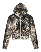 Womens Mowalola Zip Hoodie Cheetah Slim Fleece - Multi Colour