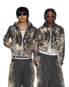 Womens Mowalola Zip Hoodie Cheetah Slim Fleece - Multi Colour