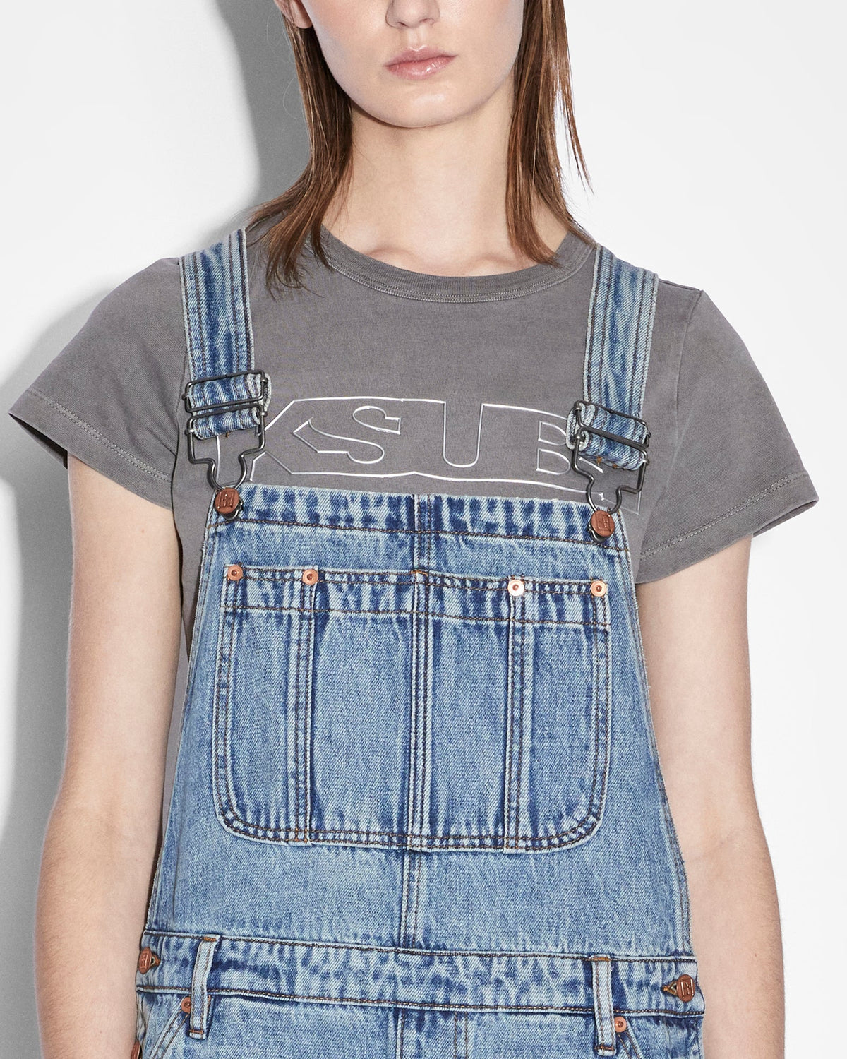 Womens Easy Cutoff Overall Lifetime Dragged Regular Jumpsuits - Denim
