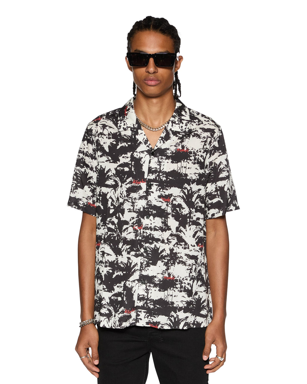 Mens Palmtree Resort Ss Shirt Multi Regular Shirts - Multi Colour