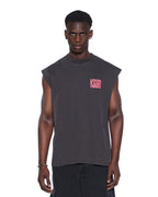 Mens Panthera Cut Off Biggie Tee Ash Oversized Tees - Black