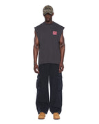 Mens Panthera Cut Off Biggie Tee Ash Oversized Tees - Black