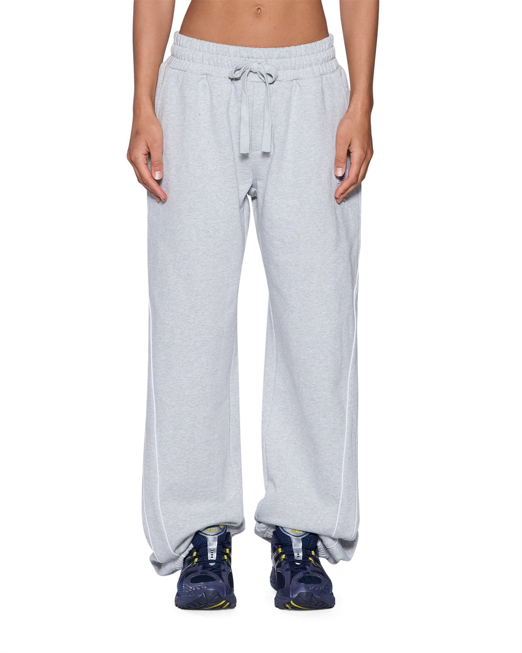 Womens Carter Wide Trakpant Grey Marle Regular Pants - Grey
