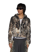 Womens Mowalola Zip Hoodie Cheetah Slim Fleece - Multi Colour