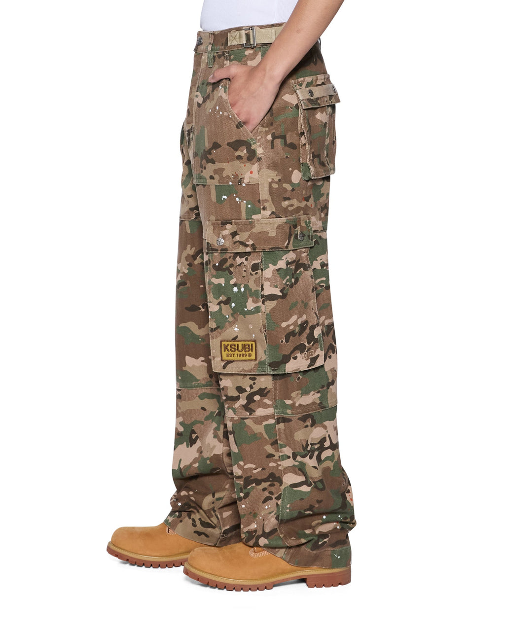 Mens Trooper Cargo Pant Woodland Straight Pants - Green