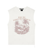 Mens Paradiso Cut Off Tee Vintage White Regular Tees - White