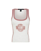 Womens Pitt Lane Origin Tank Snow Marle/red Fitted Fashion Tops - Grey