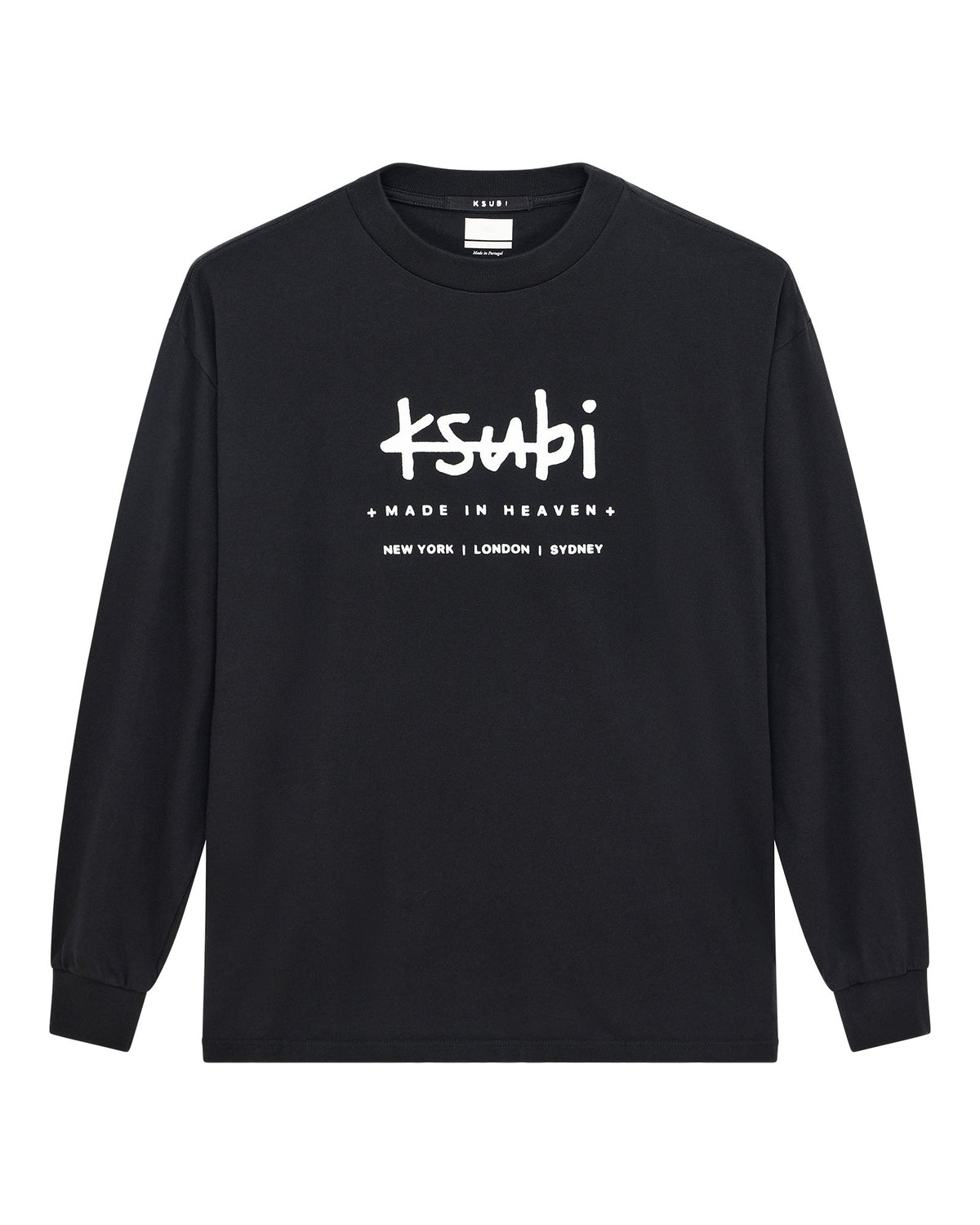 Mens Plated Ls Tee Black Regular Tees - Black