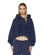 Womens Oh G Hoodie Cropped Ink Blue Regular Fleece - Navy