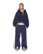Womens Oh G Hoodie Cropped Ink Blue Regular Fleece - Navy