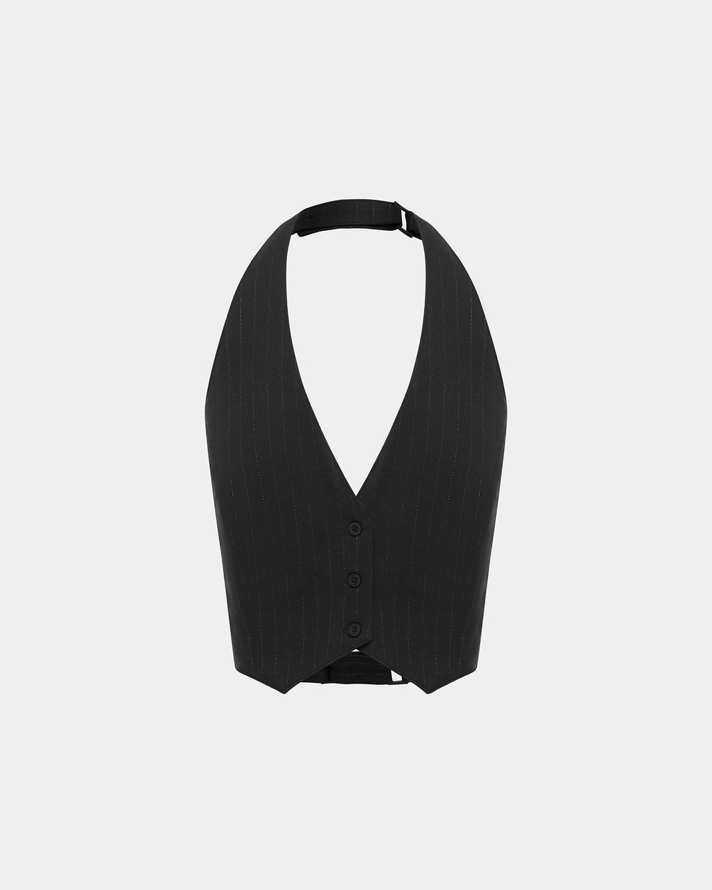 Womens Rebel Waistcoat Pinstripe Fitted Fashion Tops - Black