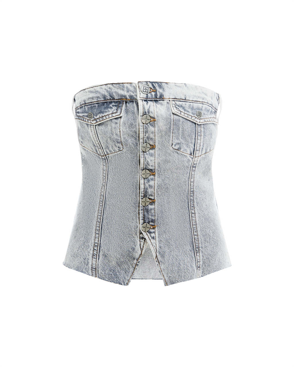 Womens Retro Bustier Dime Krystal Fitted Fashion Tops - Grey