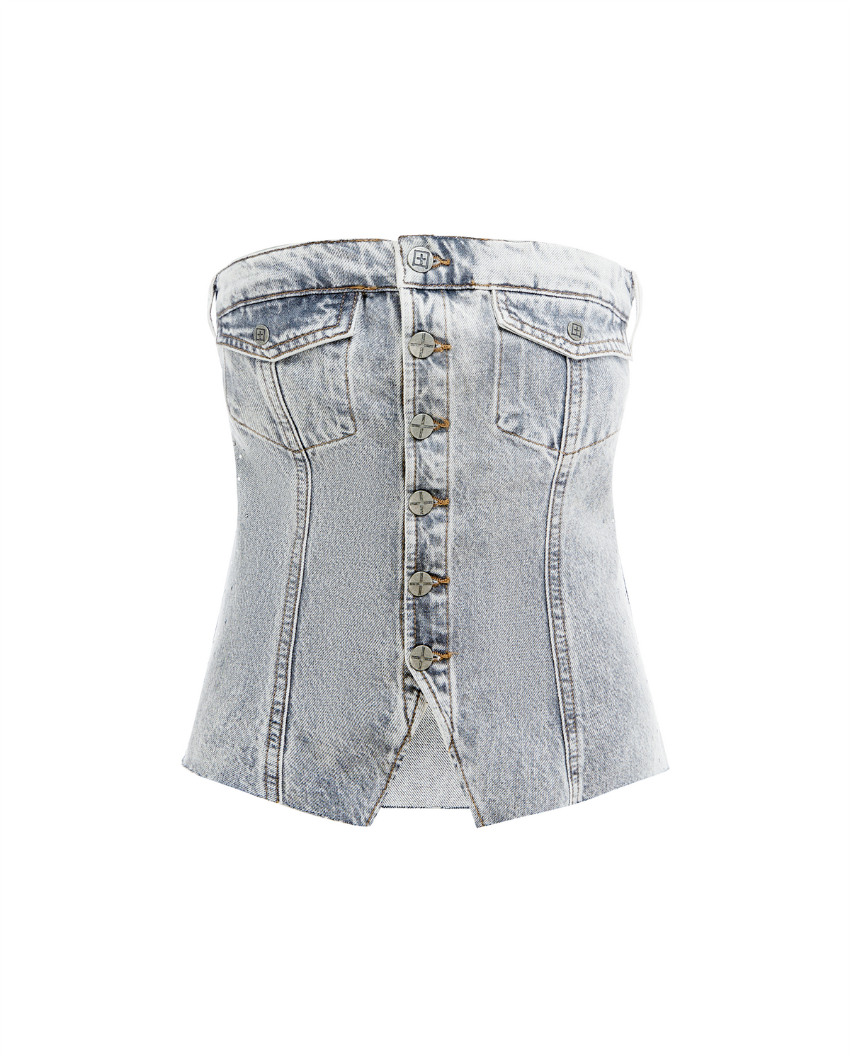 Womens Retro Bustier Dime Krystal Fitted Fashion Tops - Grey