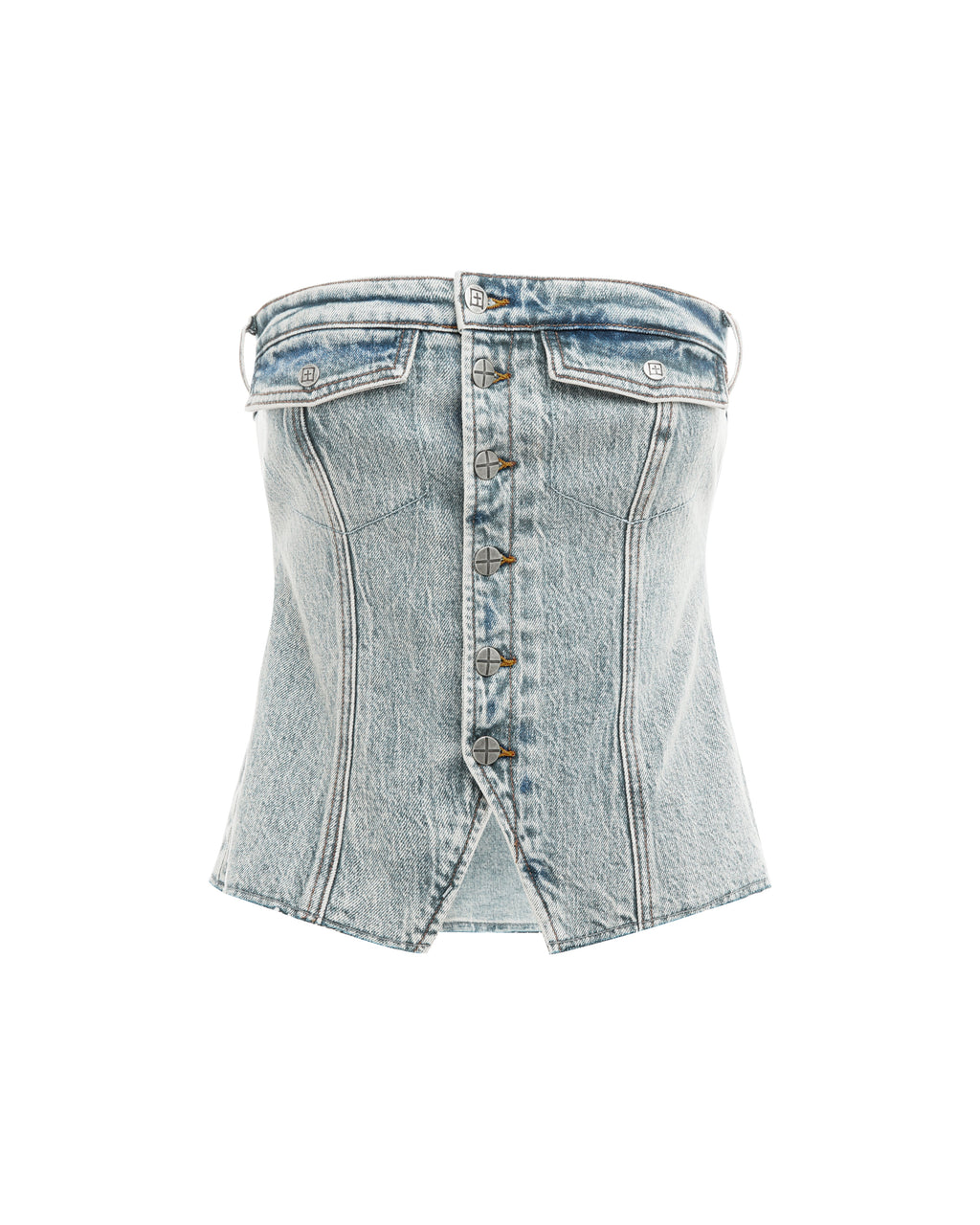 Womens Retro Bustier Youth Fitted Fashion Tops - Denim