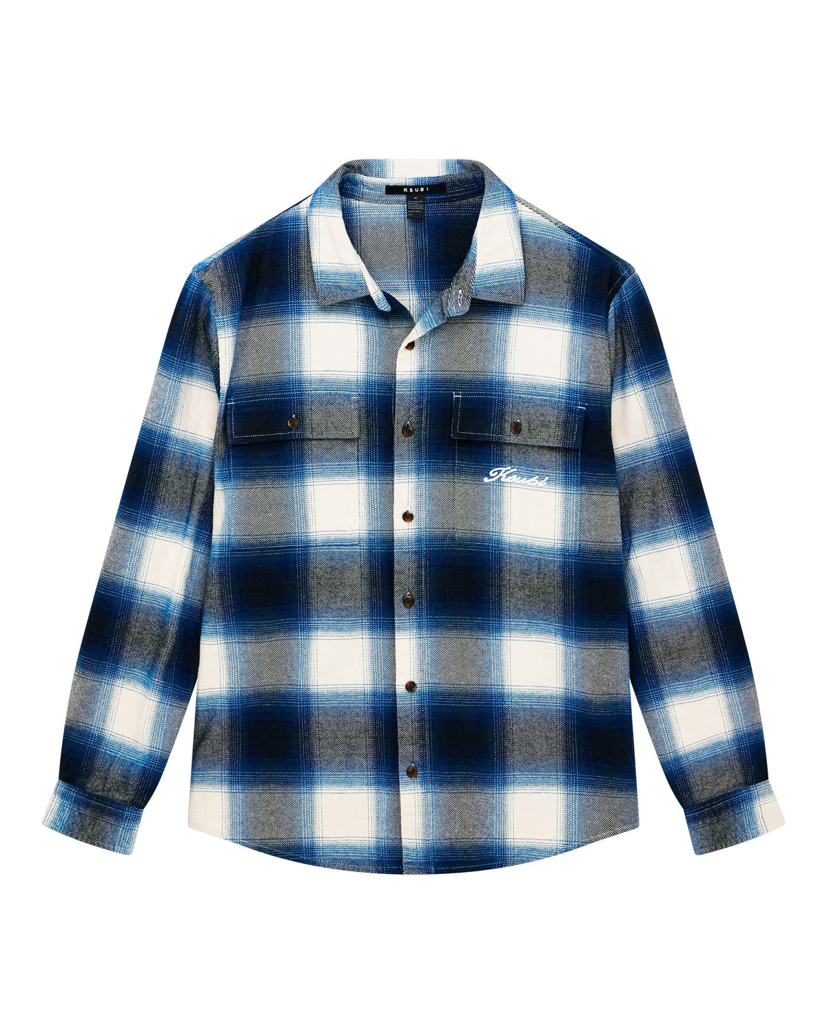 Mens Rosebowl Ls Shirt Salted Blue Regular Shirts - Blue