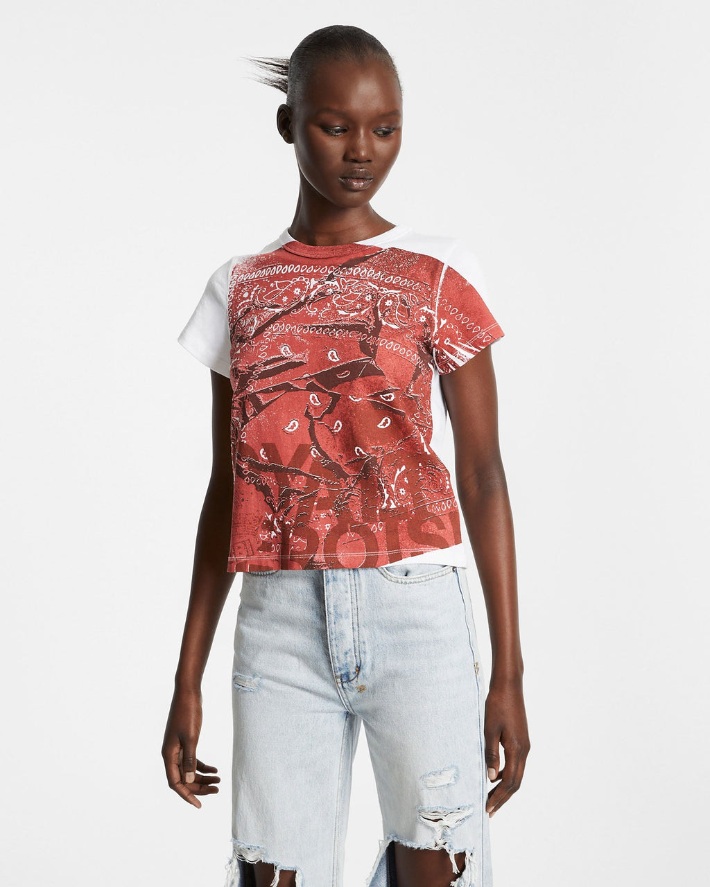 Womens Royalty Bandana Mini Ss Tee Multi Fitted Tees - Multi Colour