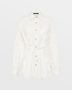 Womens Oversized Tie Ls Shirt Sugar Rush Oversized Shirts - White