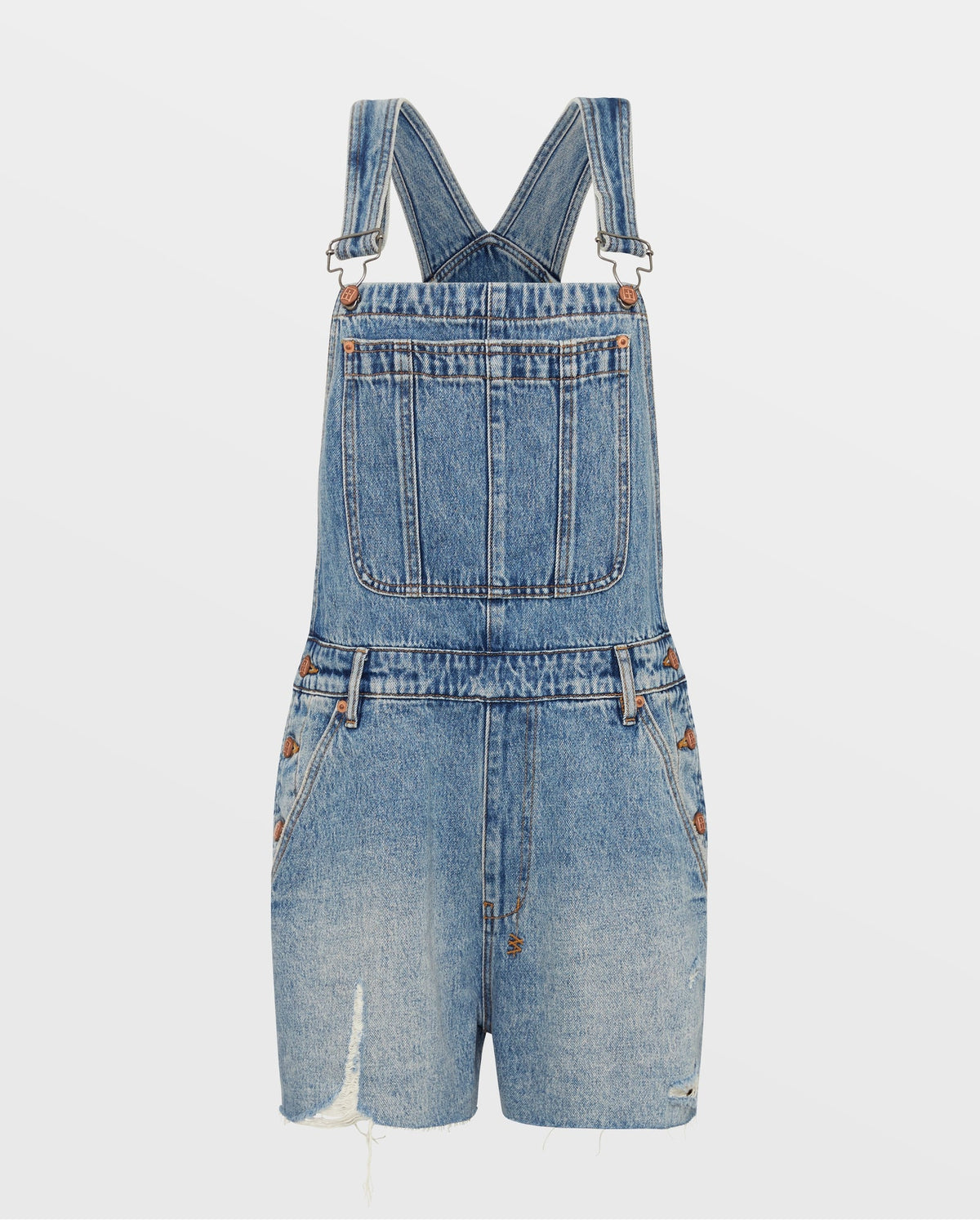 Womens Easy Cutoff Overall Lifetime Dragged Regular Jumpsuits - Denim
