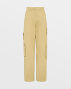Womens Drill Cargo Khaki Relaxed Pants - Khaki