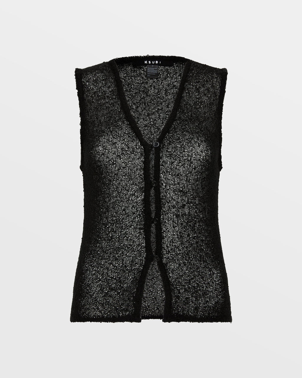 Womens Divide Knit Vest Black Relaxed Knitwear - Black