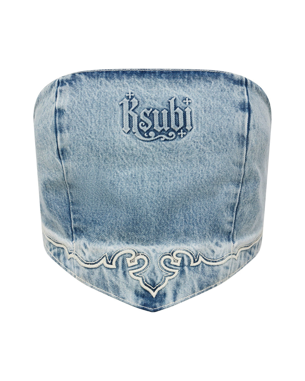 Womens Scarf Top Krystal Western Fitted Fashion Tops - Denim