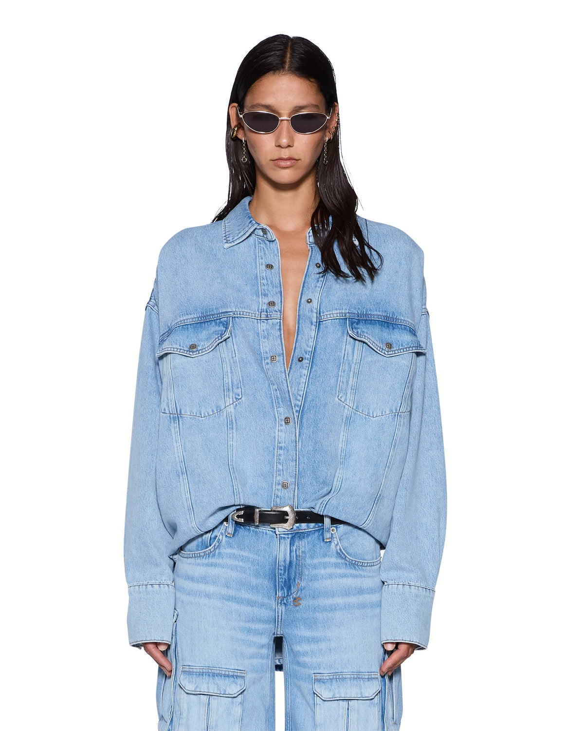 Womens Astra Denim Ls Shirt Spirit Oversized Shirts - Denim