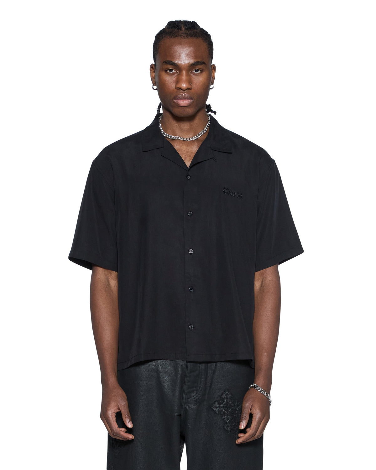 Mens End Diner Ss Shirt Satin Black Regular Shirts - Black