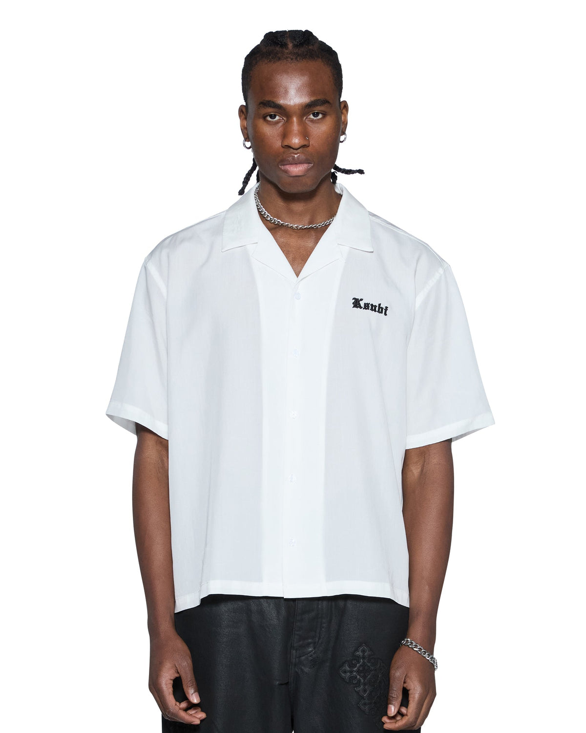 Mens End Diner Ss Shirt Satin White Regular Shirts - White