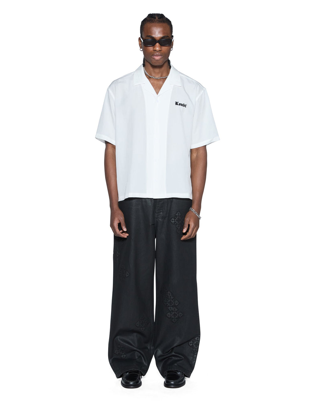 Mens End Diner Ss Shirt Satin White Regular Shirts - White