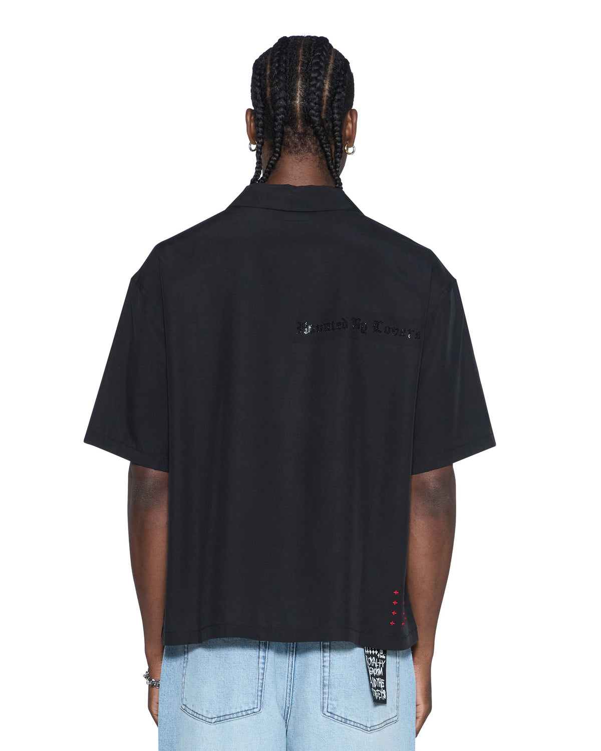 Mens Hbl Diner Ss Shirt Satin Black Regular Shirts - Black