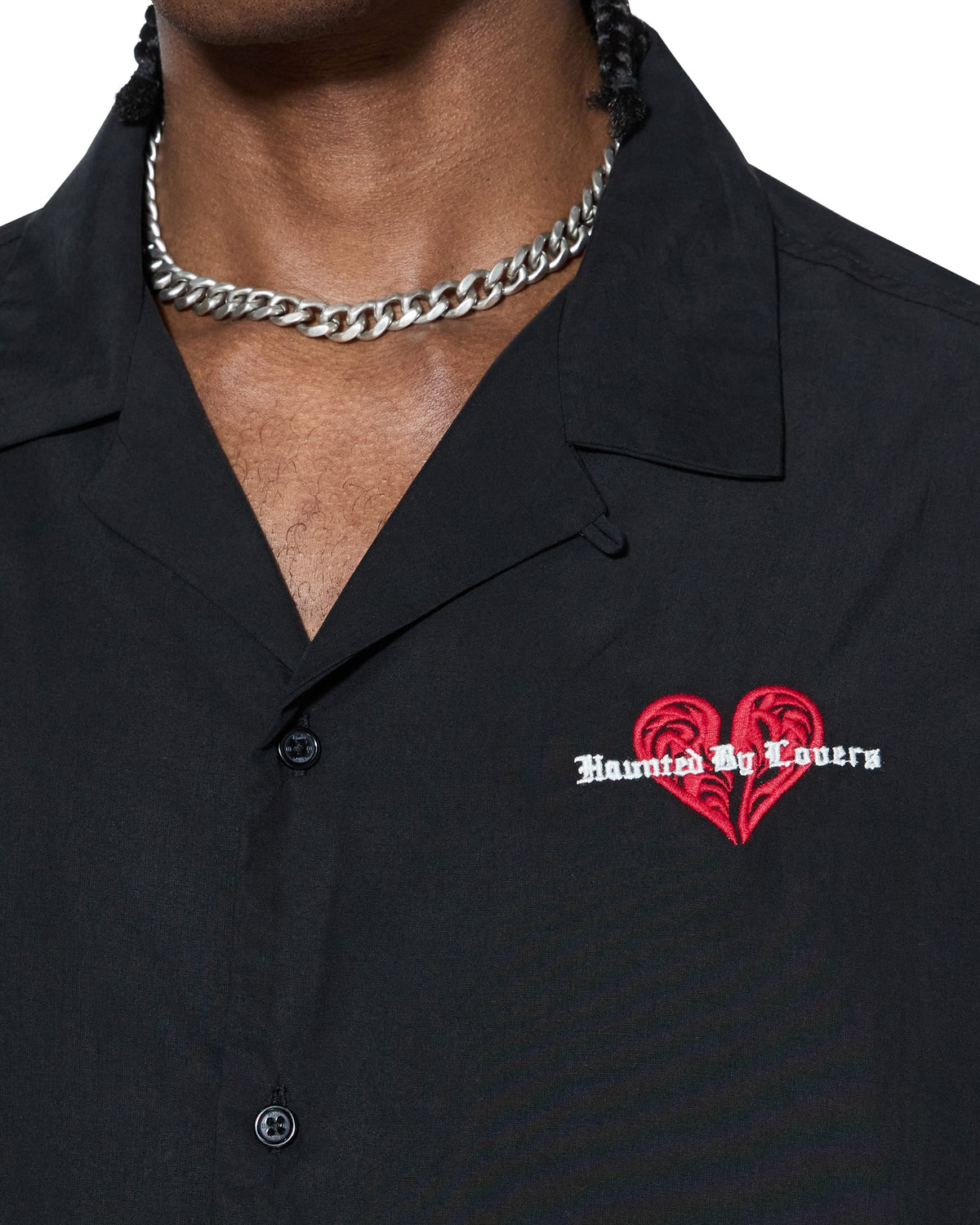 Mens Hbl Diner Ss Shirt Satin Black Regular Shirts - Black