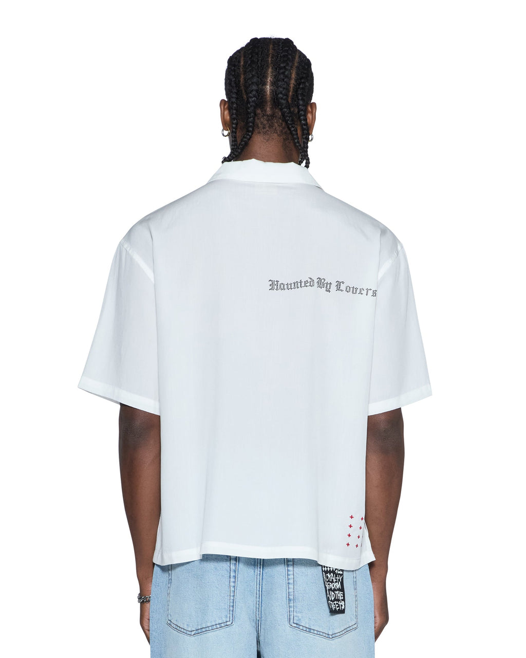 Mens Hbl Diner Ss Shirt Satin White Regular Shirts - White