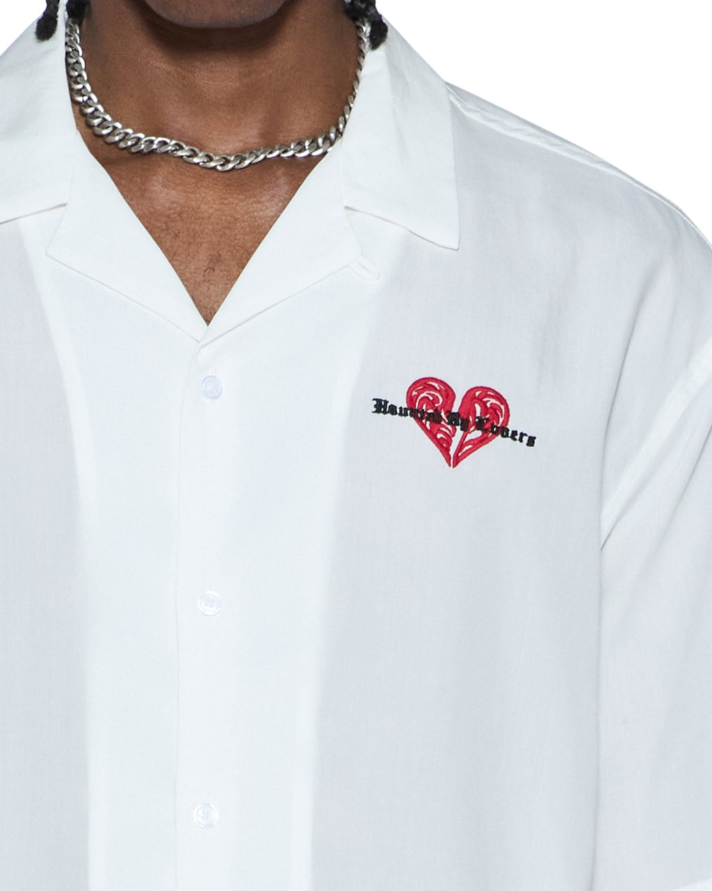 Mens Hbl Diner Ss Shirt Satin White Regular Shirts - White