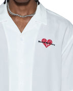 Mens Hbl Diner Ss Shirt Satin White Regular Shirts - White
