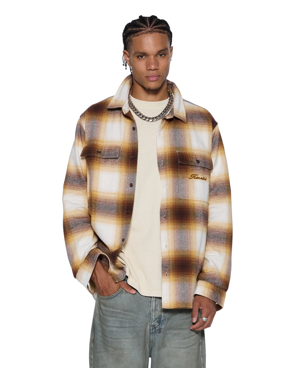 Mens Rosebowl Ls Shirt Burnt Orange Regular Shirts - Orange