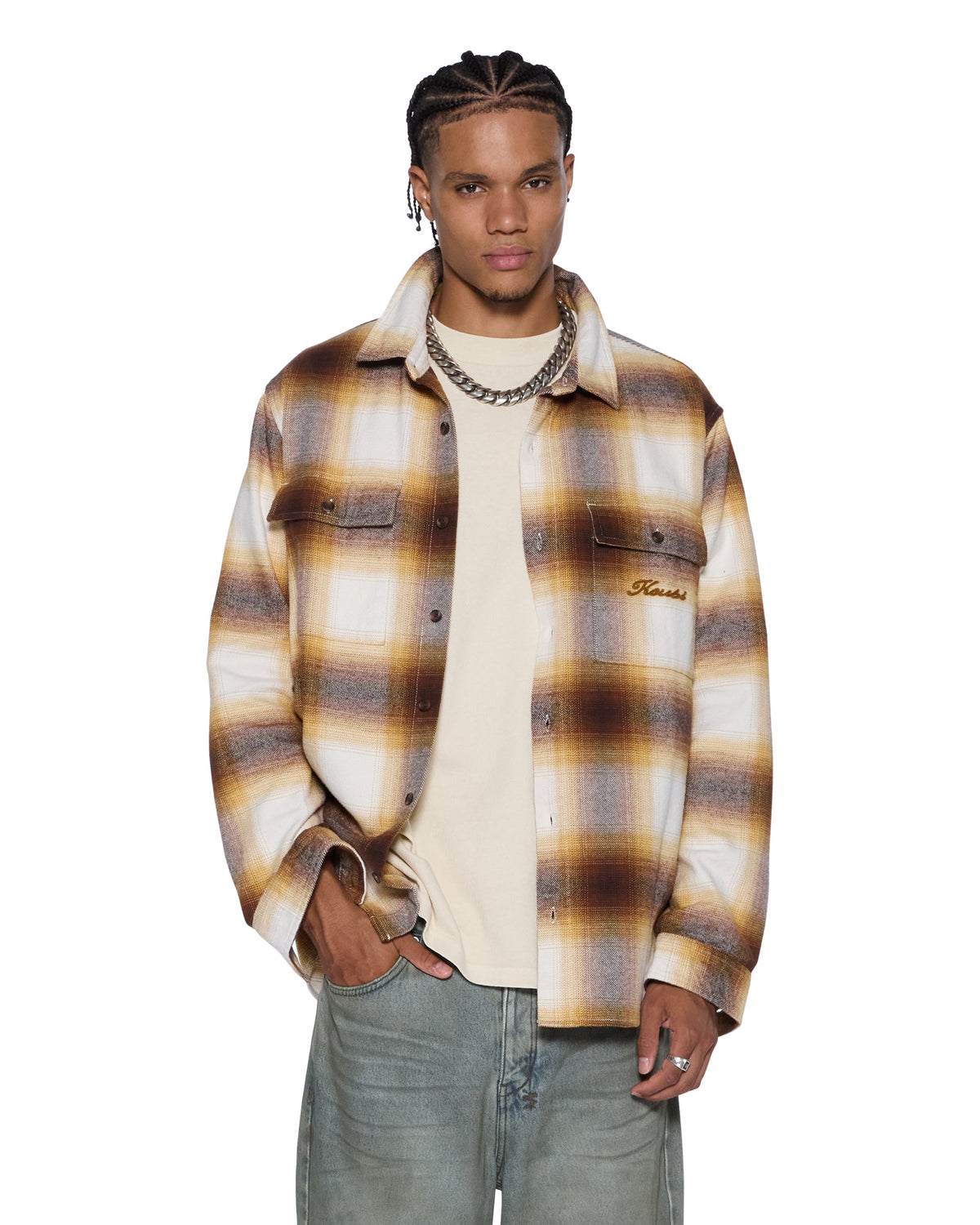 Mens Rosebowl Ls Shirt Burnt Orange Regular Shirts - Orange