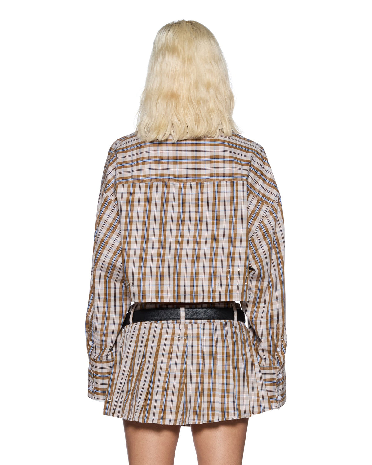 Womens Balter Shirt Tan Plaid Cropped Shirts - Tan