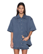 Womens Garage Ss Shirt Carpenter Mirage Oversized Shirts - Blue