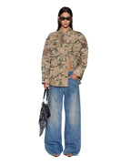 Womens Astra Cargo Ls Shirt Woodland Camo Oversized Shirts - Khaki